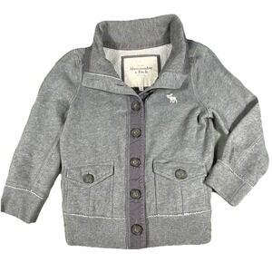VTG Abercrombie & Fitch Jacket Women Medium Gray Button Down Fleece Moose Chunky